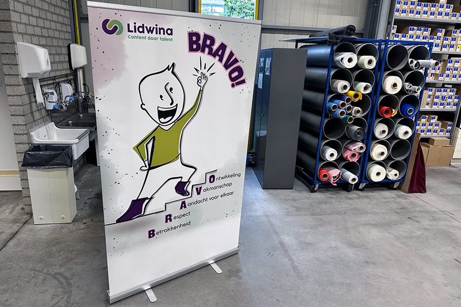 Roll-up banner voor Lidwina van 120cm breed in een basic cassette